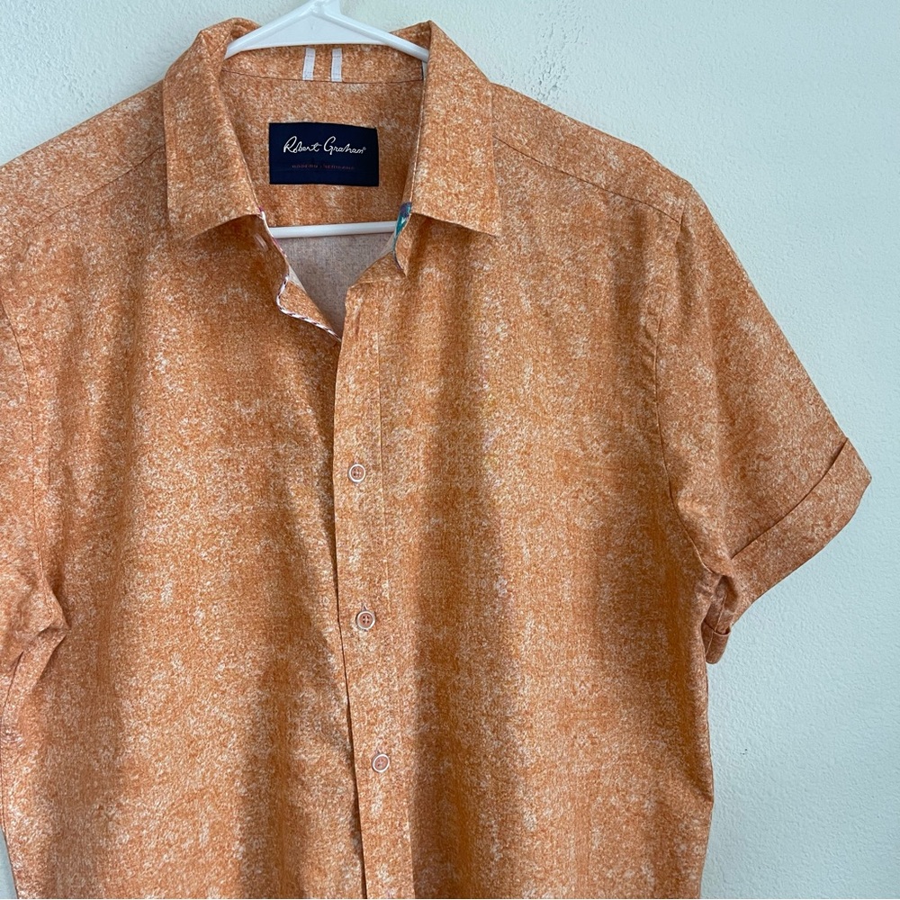 Robert Graham Linen Button Down Short Sleeve Modern Americana